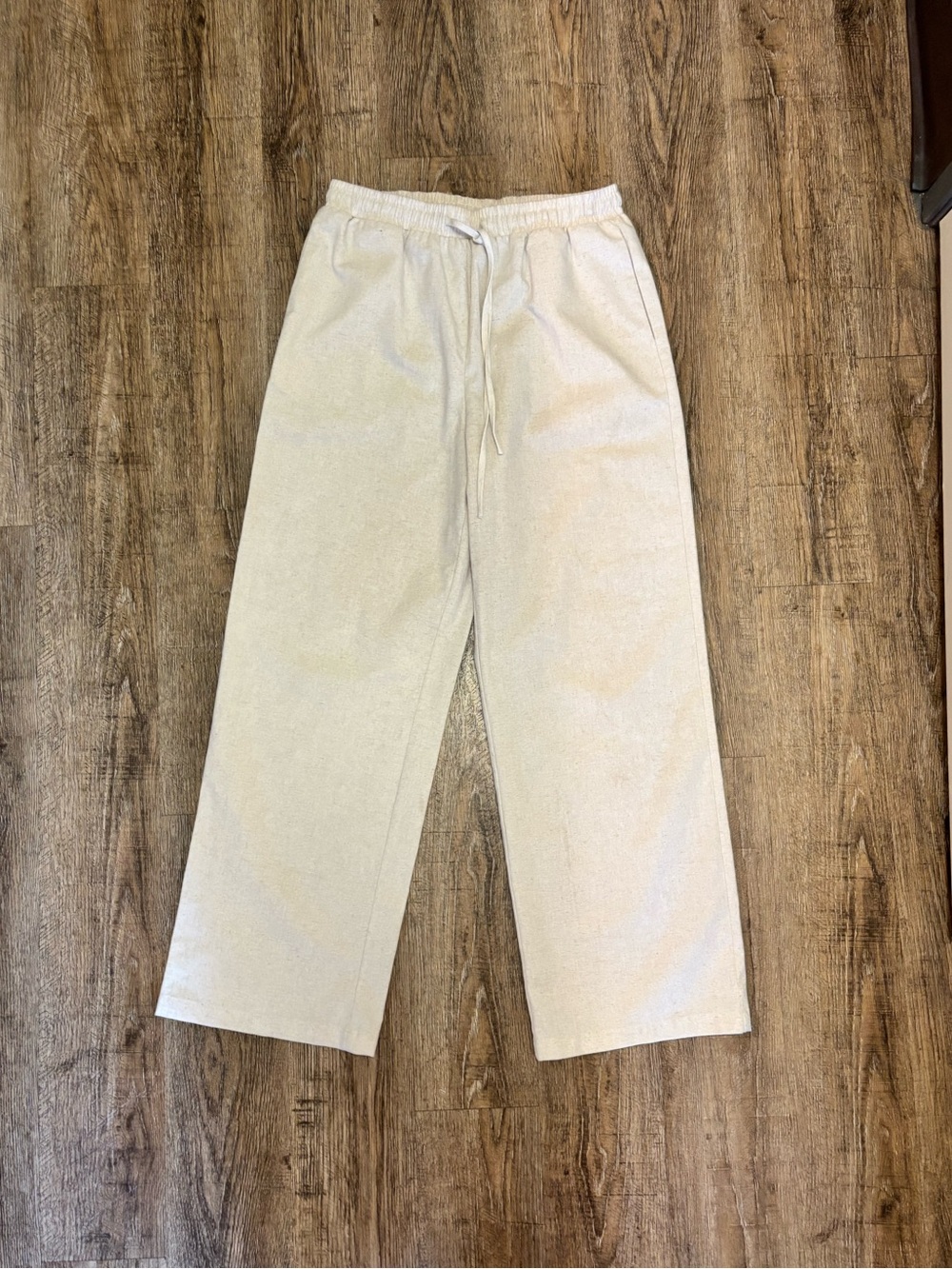 Abound Cream Drawstring Wide-Leg Pants size L (0075)